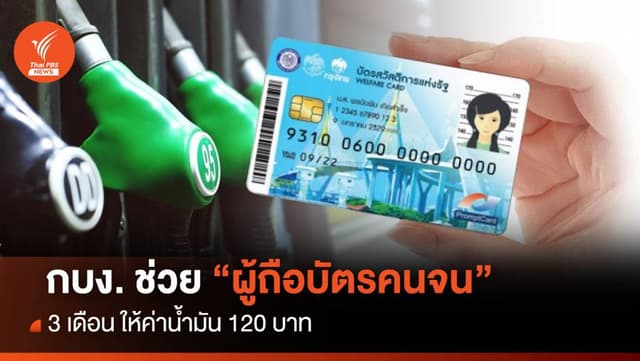 กบง. ช่วย &#8220;ผู้ถือบัตรคนจน&#8221; 3 เดือน ให้ค่าน้ำมัน 120 บาท