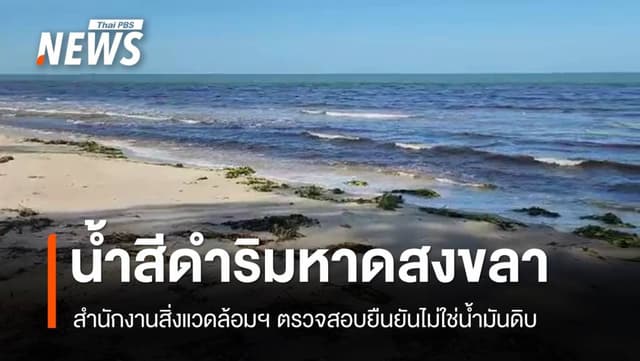 สำนักสิ่งแวดล้อมฯ ตรวจสอบน้ำสีดำริมหาดสงขลาไม่ใช่น้ำมัน